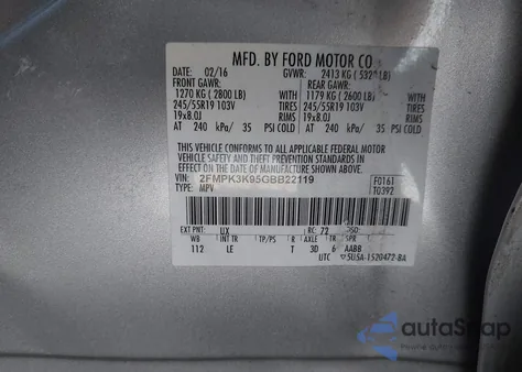 2016 Ford Edge Titanium from USA, damaged, VIN 2FMPK3K95GBB22119